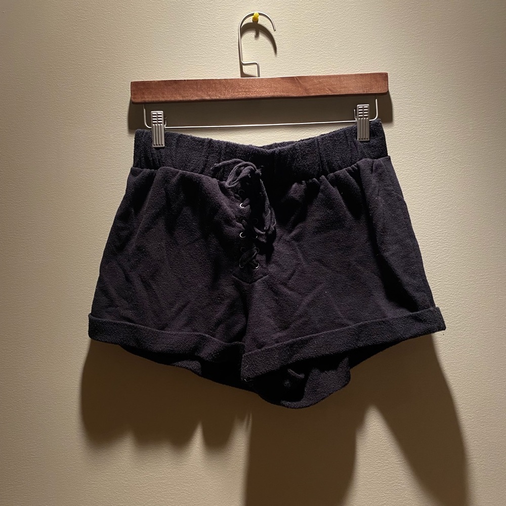 BLACK TERRYCLOTH SHORTS